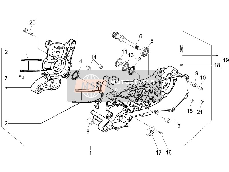 Piaggio Fly 100 4T 2008 Crankcase for a 2008 Piaggio Fly 100 4T