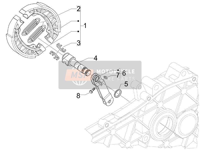 Piaggio Fly 100 4T 2008 Freno posteriore - Ganascia del freno per un 2008 Piaggio Fly 100 4T