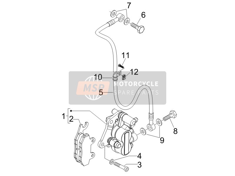 Piaggio Fly 100 4T 2008 Tubos de frenos - Calibrador para un 2008 Piaggio Fly 100 4T