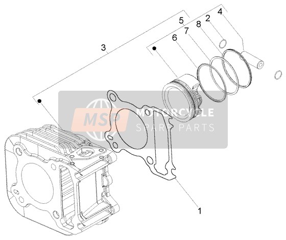 Piaggio Fly 125 4T (2) 2006 Cylindre-Piston-Broche de poignet, Assemblée pour un 2006 Piaggio Fly 125 4T (2)