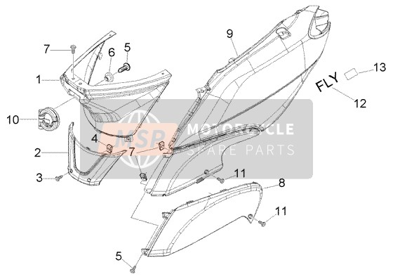 6219860090, Rear Body Side L.H., Piaggio, 1