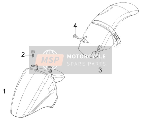 Piaggio Fly 125 4T 2005 Front And Rear Mudguard for a 2005 Piaggio Fly 125 4T