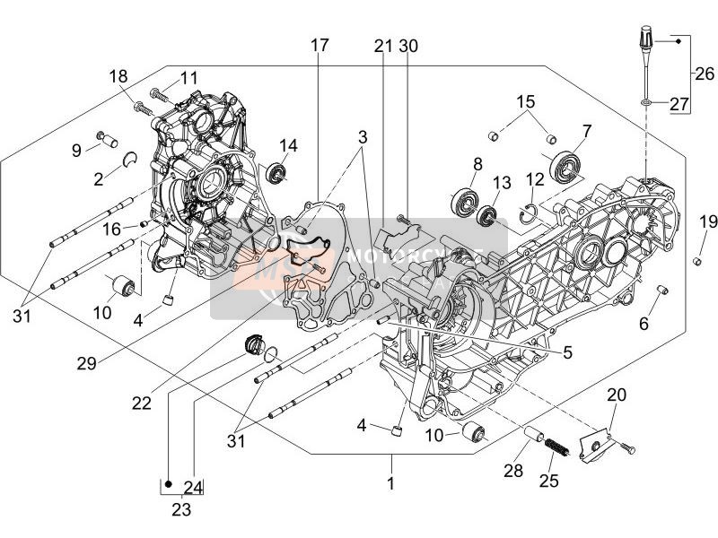 Piaggio Fly 125 4T 2007 Crankcase for a 2007 Piaggio Fly 125 4T