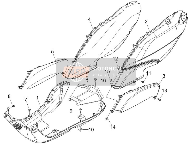 Piaggio Fly 125 4T 2007 Couvercle latéral - Divulgacher pour un 2007 Piaggio Fly 125 4T