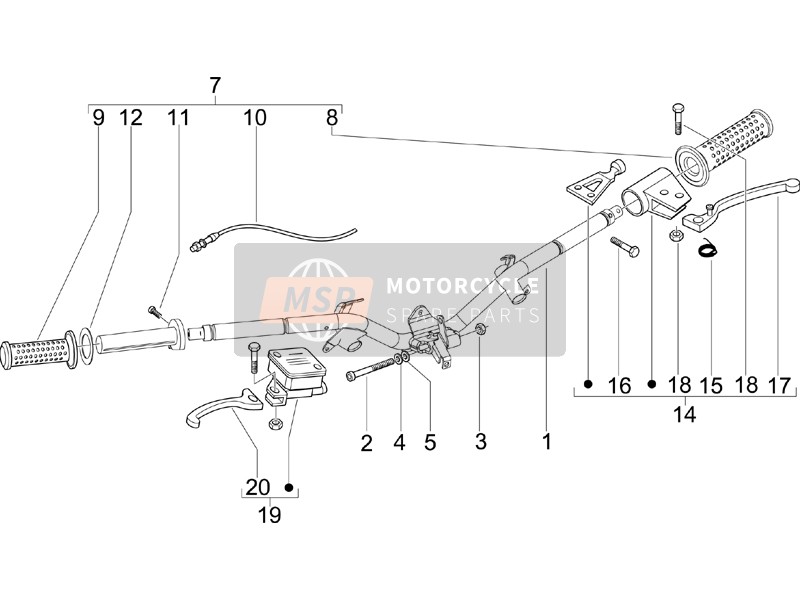 Piaggio Fly 125 4T 2007 Handlebars - Master cil. for a 2007 Piaggio Fly 125 4T