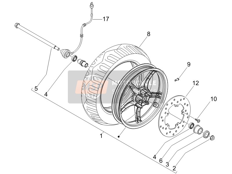 600301T, Front Wheel, Piaggio, 0