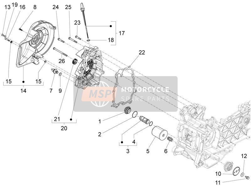 Piaggio Fly 125 4T-3V ie (Vietnam) 2014 Flywheel Magnets Cover - Oil Filter for a 2014 Piaggio Fly 125 4T-3V ie (Vietnam)