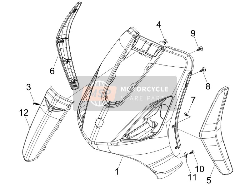 Piaggio Fly 125 4T E3 2007 Front Shield for a 2007 Piaggio Fly 125 4T E3