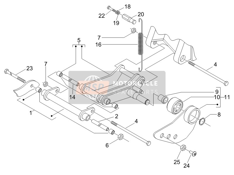 Piaggio Fly 125 4T E3 2007 Swing Arm for a 2007 Piaggio Fly 125 4T E3