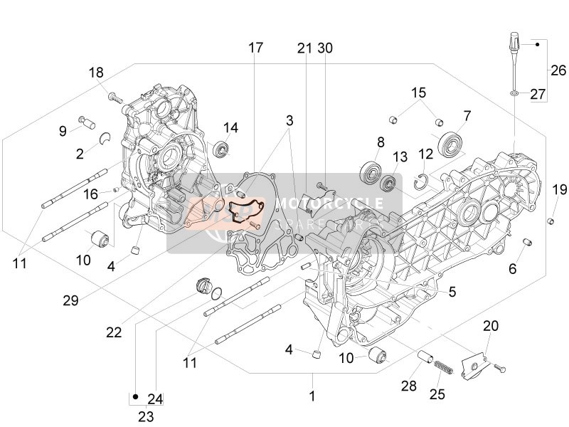 Piaggio Fly 125 4T E3 (Vietnam) 2012 Crankcase for a 2012 Piaggio Fly 125 4T E3 (Vietnam)