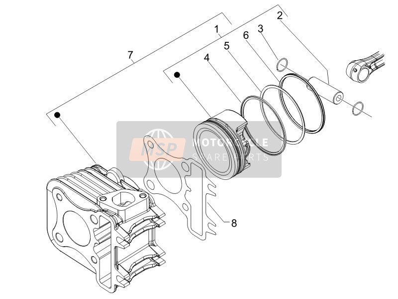 Piaggio Fly 150 4T 2006 Cylinder-Piston-Wrist Pin Unit for a 2006 Piaggio Fly 150 4T