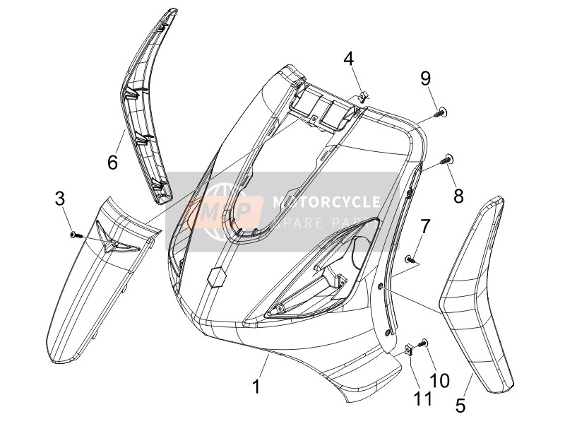 Piaggio Fly 150 4T 2006 Bouclier avant pour un 2006 Piaggio Fly 150 4T