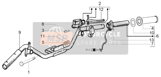 Piaggio Fly 150 4T 2009 Pièces de composants de guidon pour un 2009 Piaggio Fly 150 4T