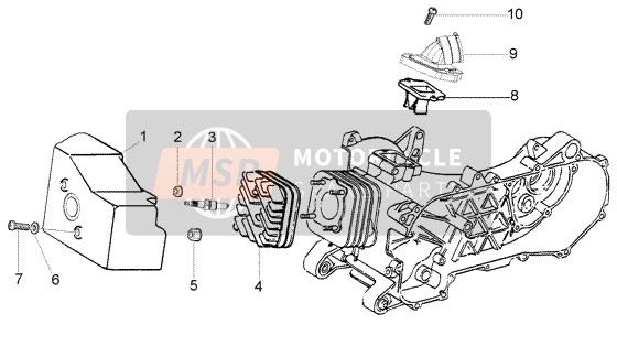 Piaggio Fly 50 2T 2004 Cylinder Head-Cooling Hood-Inlet And Induction Pipe for a 2004 Piaggio Fly 50 2T