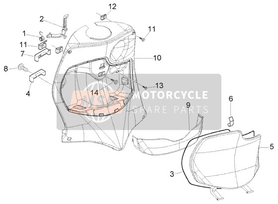 Piaggio Fly 50 2T 2005 Scomparto anteriore per guanti per un 2005 Piaggio Fly 50 2T