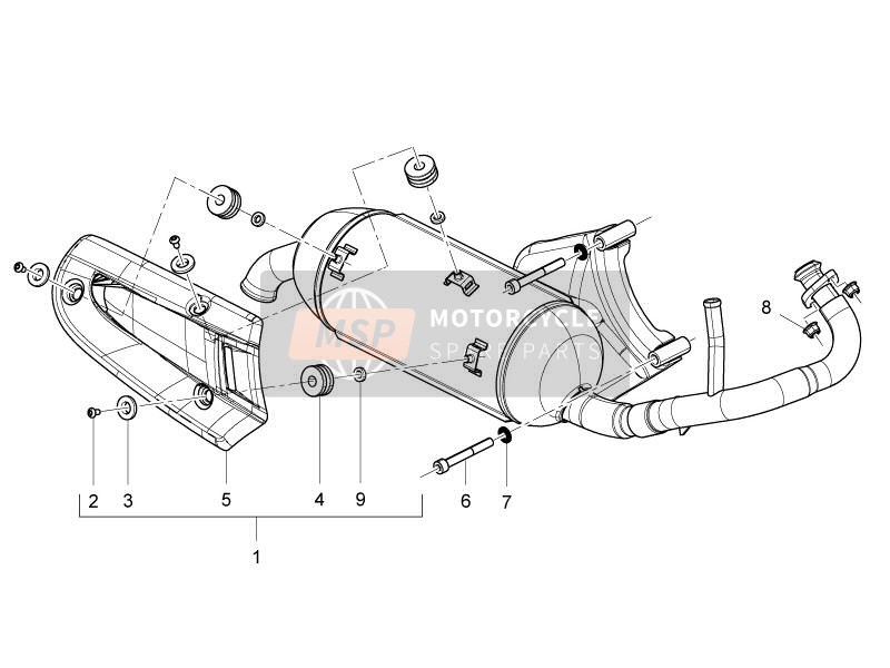 Piaggio Fly 50 2T 2010 Geluiddemper voor een 2010 Piaggio Fly 50 2T