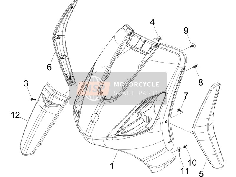 62198300DE, Stuurkolom Afdekking, Piaggio, 0