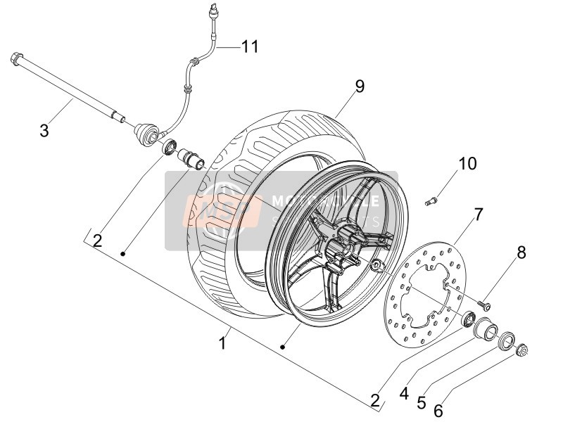 Piaggio Fly 50 2T 2010 Front Wheel for a 2010 Piaggio Fly 50 2T