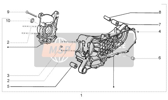 Piaggio Fly 50 4T 2004 Crankcase for a 2004 Piaggio Fly 50 4T