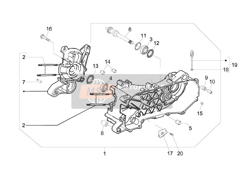 Piaggio Fly 50 4T 2007 Crankcase for a 2007 Piaggio Fly 50 4T