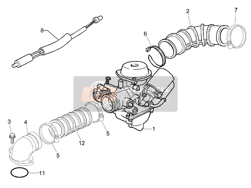 Piaggio Fly 50 4T 2007 Carburettor, Assembly - Union Pipe for a 2007 Piaggio Fly 50 4T