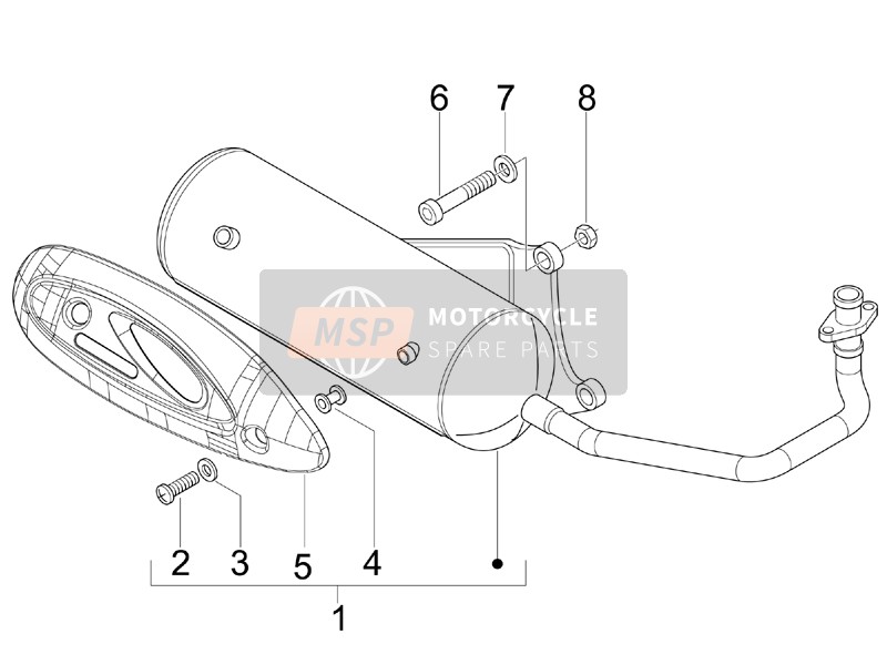 Piaggio Fly 50 4T 2006 Geluiddemper voor een 2006 Piaggio Fly 50 4T