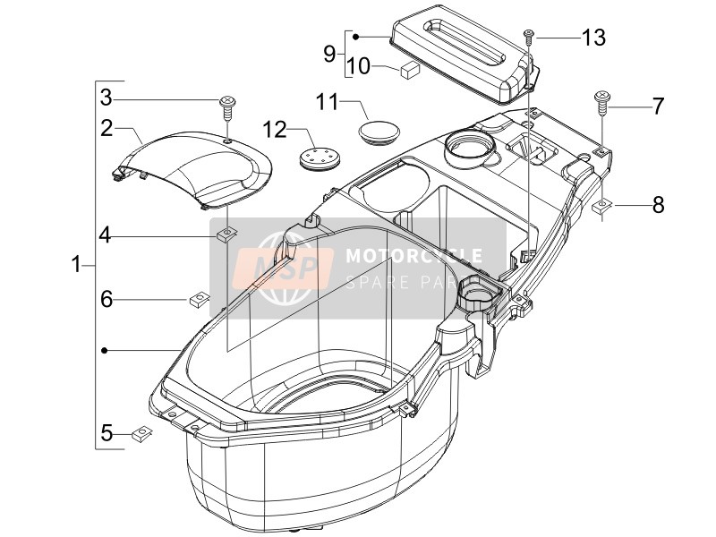 Piaggio Fly 50 4T 2007 Helmet Housing - Under Saddle for a 2007 Piaggio Fly 50 4T