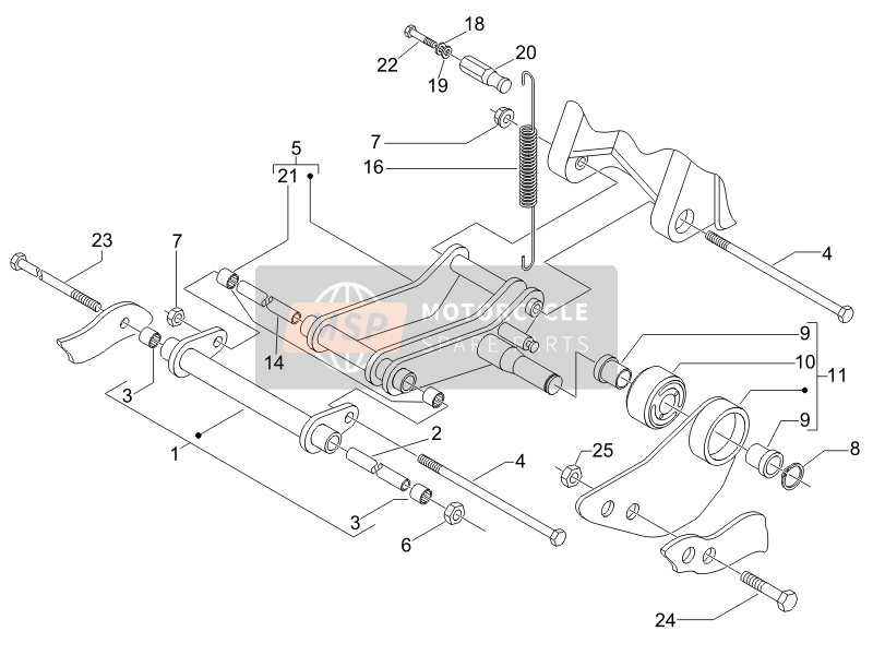 Piaggio Fly 50 4T 2007 Swing Arm for a 2007 Piaggio Fly 50 4T