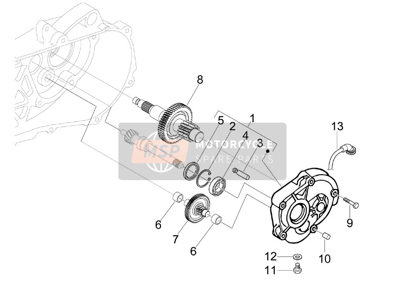 Piaggio Fly 50 4T (25-30Kmh) 2008 Unità di riduzione per un 2008 Piaggio Fly 50 4T (25-30Kmh)