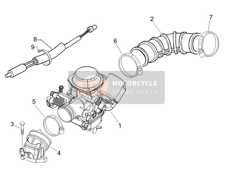 Piaggio Fly 50 4T (25-30Kmh) 2011 Carburettor, Assembly - Union Pipe for a 2011 Piaggio Fly 50 4T (25-30Kmh)