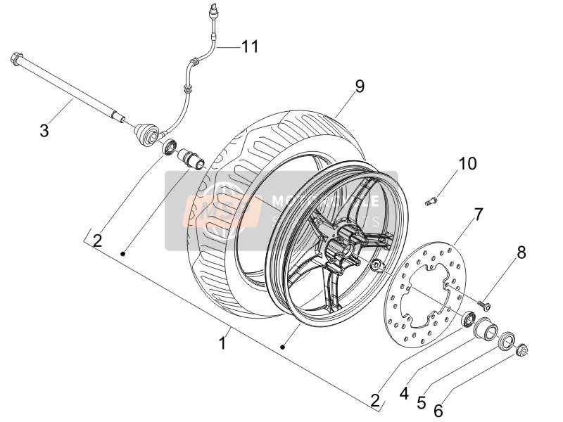Piaggio Fly 50 4T (25-30Kmh) 2011 Front Wheel for a 2011 Piaggio Fly 50 4T (25-30Kmh)