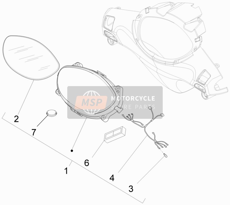 Piaggio Fly 50 4T 2V 25-30Kmh 2017 Combinaison de compteurs - Tableau de bord pour un 2017 Piaggio Fly 50 4T 2V 25-30Kmh