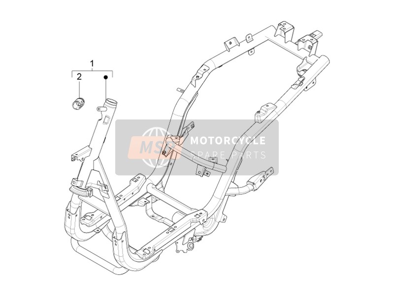 Piaggio Fly 50 4T 2V 25-30Kmh 2012 Frame/Kuipwerk (2) voor een 2012 Piaggio Fly 50 4T 2V 25-30Kmh