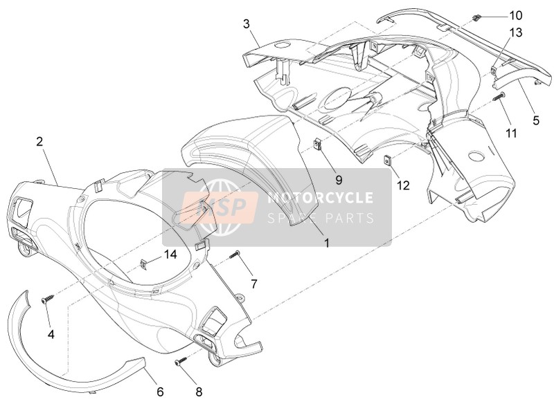 Piaggio Fly 50 4T 2V 25-30Kmh 2015 Stuur afdekking (2) voor een 2015 Piaggio Fly 50 4T 2V 25-30Kmh