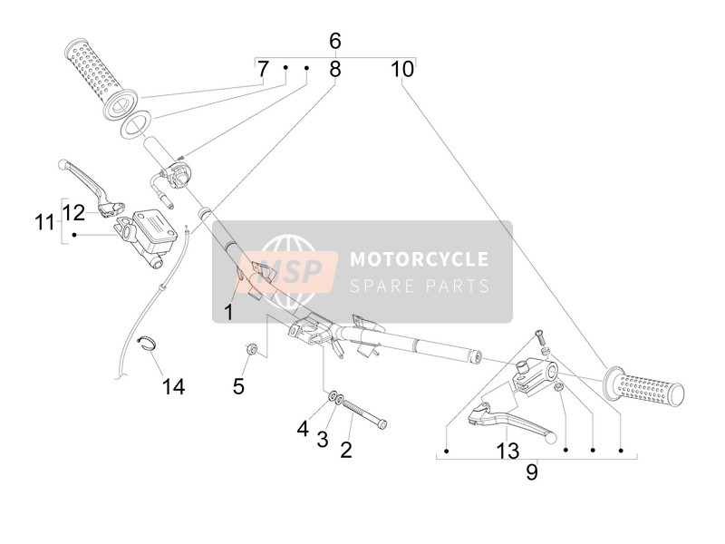 Piaggio Fly 50 4T 2V 25-30Kmh 2014 Guidon - Maître cil. (2) pour un 2014 Piaggio Fly 50 4T 2V 25-30Kmh