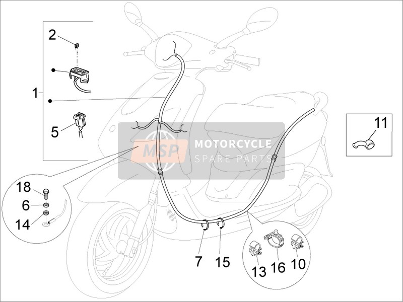 Piaggio Fly 50 4T 2V 25-30Kmh 2015 Hoofdkabelboom (2) voor een 2015 Piaggio Fly 50 4T 2V 25-30Kmh