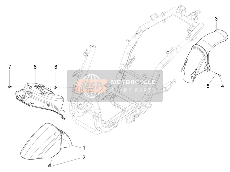 Piaggio Fly 50 4T 4V 2013 Radgehäuse - Schlammschutz für ein 2013 Piaggio Fly 50 4T 4V