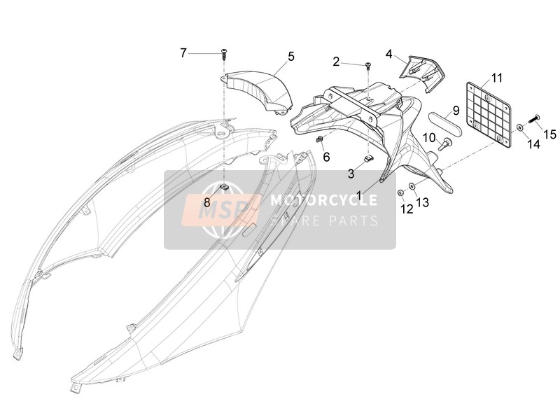 Piaggio Fly 50 4T 4V 2013 Rear Cover - Splash Guard for a 2013 Piaggio Fly 50 4T 4V