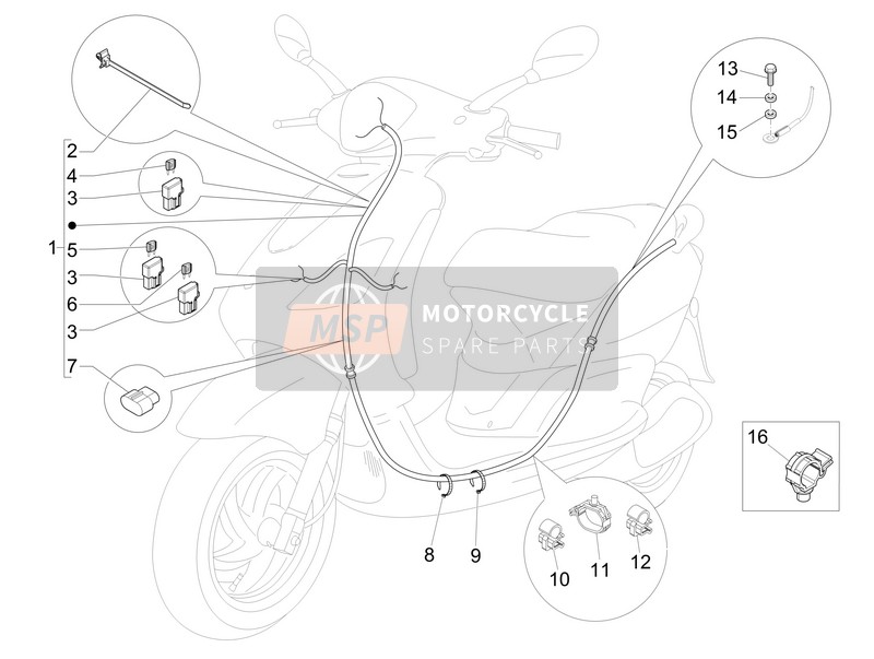 Piaggio Fly 50 4T 4V 2012 Faisceau de câbles principal pour un 2012 Piaggio Fly 50 4T 4V