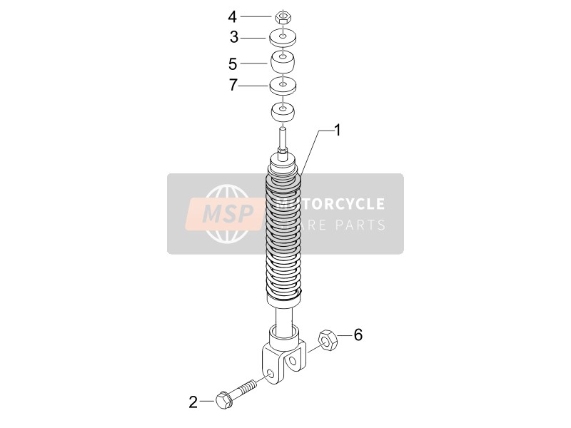Piaggio Fly 50 4T 4V (USA) 2011 Rear Suspension - Shock Absorber/s for a 2011 Piaggio Fly 50 4T 4V (USA)