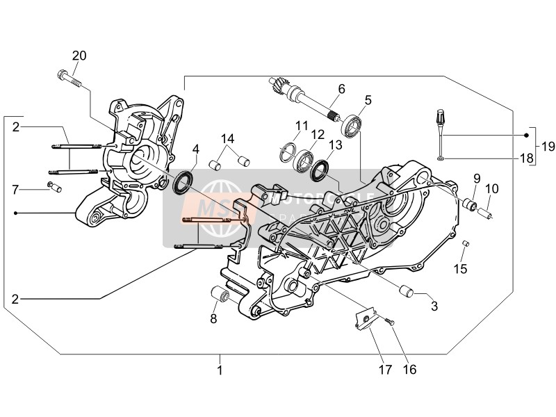 Piaggio Fly 50 4T (USA) 2008 Crankcase for a 2008 Piaggio Fly 50 4T (USA)