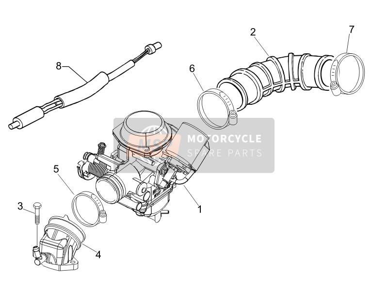 PIAGGIO Fly 50 2T Engine » Carburettor, assembly - Union pipe