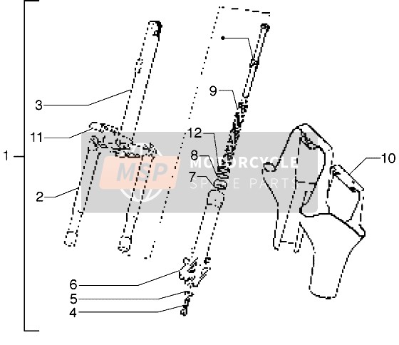 Piaggio Free 100 2004 Columna de dirección para un 2004 Piaggio Free 100