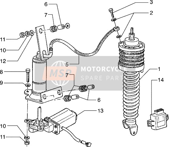 Piaggio Hexagon 125 1996 Automatically Adjustable Rear Damper for a 1996 Piaggio Hexagon 125