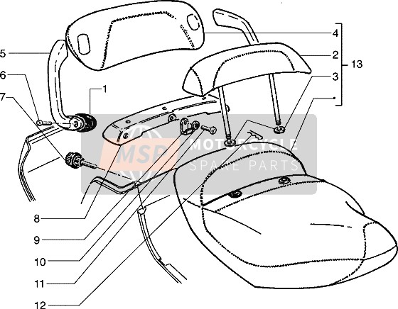 273730, Steun,Rugleuning, Piaggio, 0