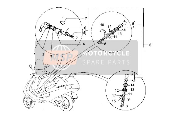 Piaggio Hexagon GT 2001 Sloten voor een 2001 Piaggio Hexagon GT