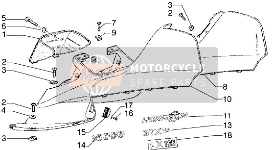 Piaggio Hexagon GTX 125 2000 Seitenplatten oben für ein 2000 Piaggio Hexagon GTX 125