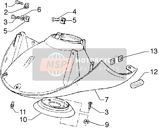 Piaggio Hexagon GTX 180 2000 Front Mudguard for a 2000 Piaggio Hexagon GTX 180