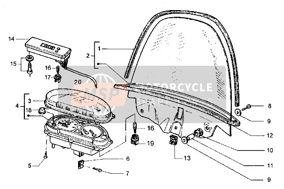 Piaggio Hexagon LX 1998 Speedometer (kms)Windshield for a 1998 Piaggio Hexagon LX