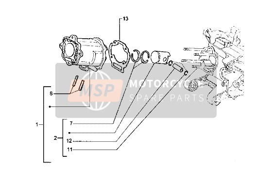 Piaggio Hexagon LXT 1999 Cilindro-Pistón-Conector, Montaje para un 1999 Piaggio Hexagon LXT